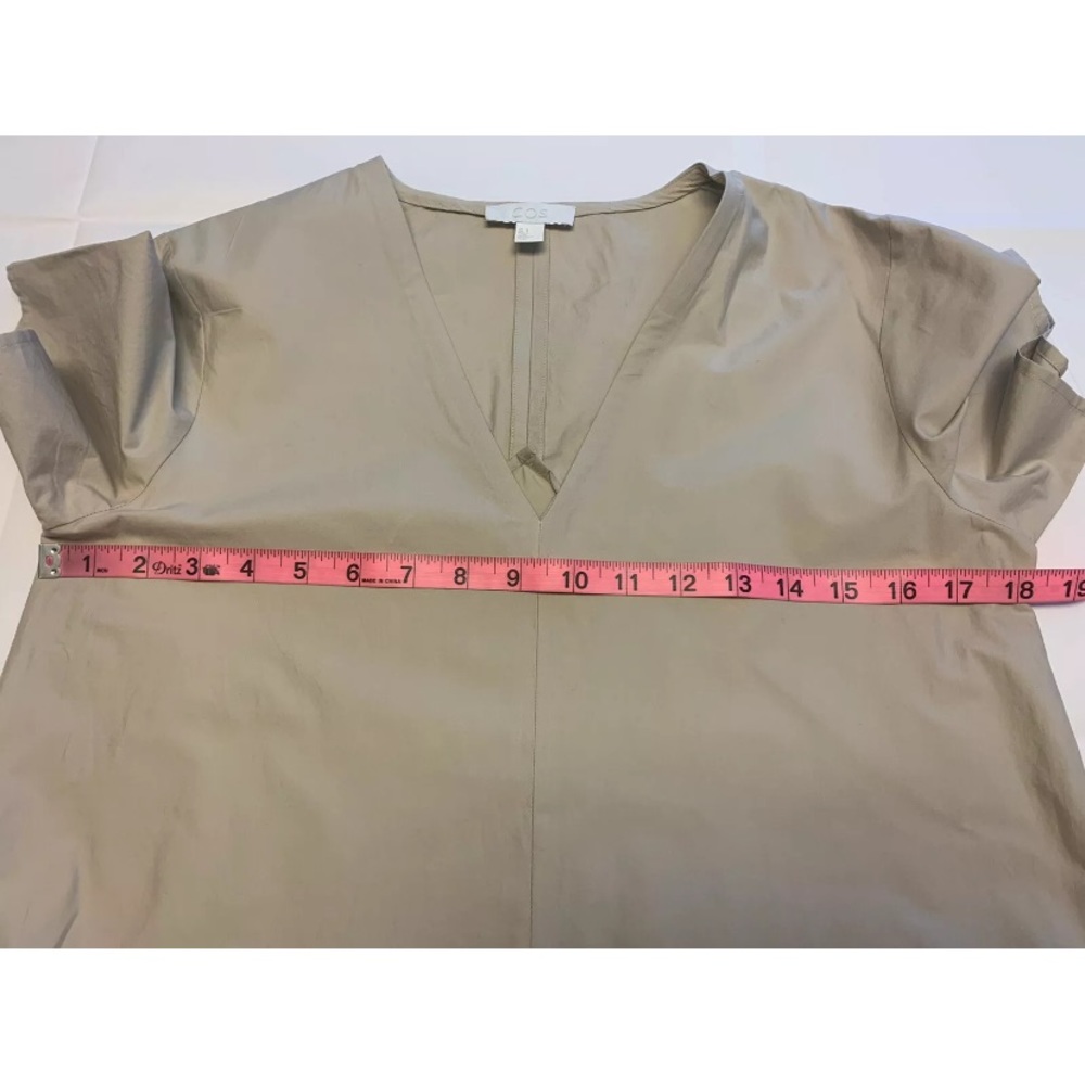 COS tan V neck swing dress-pockets-made in Turkey- Size 8 - Picture 8 of 9
